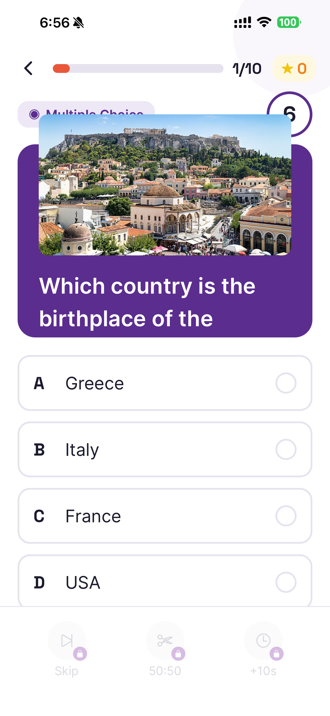 MapMastery quiz question about Greece